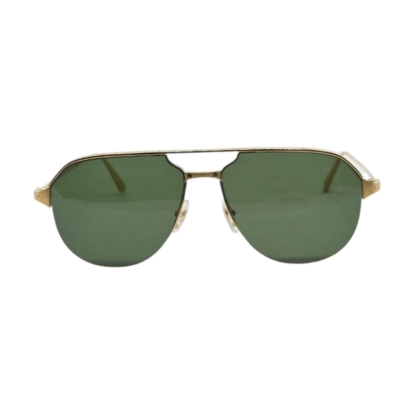 CARTIER Stylish Gold Aviator Sunglasses with Green Lenses - Picture 1 of 7